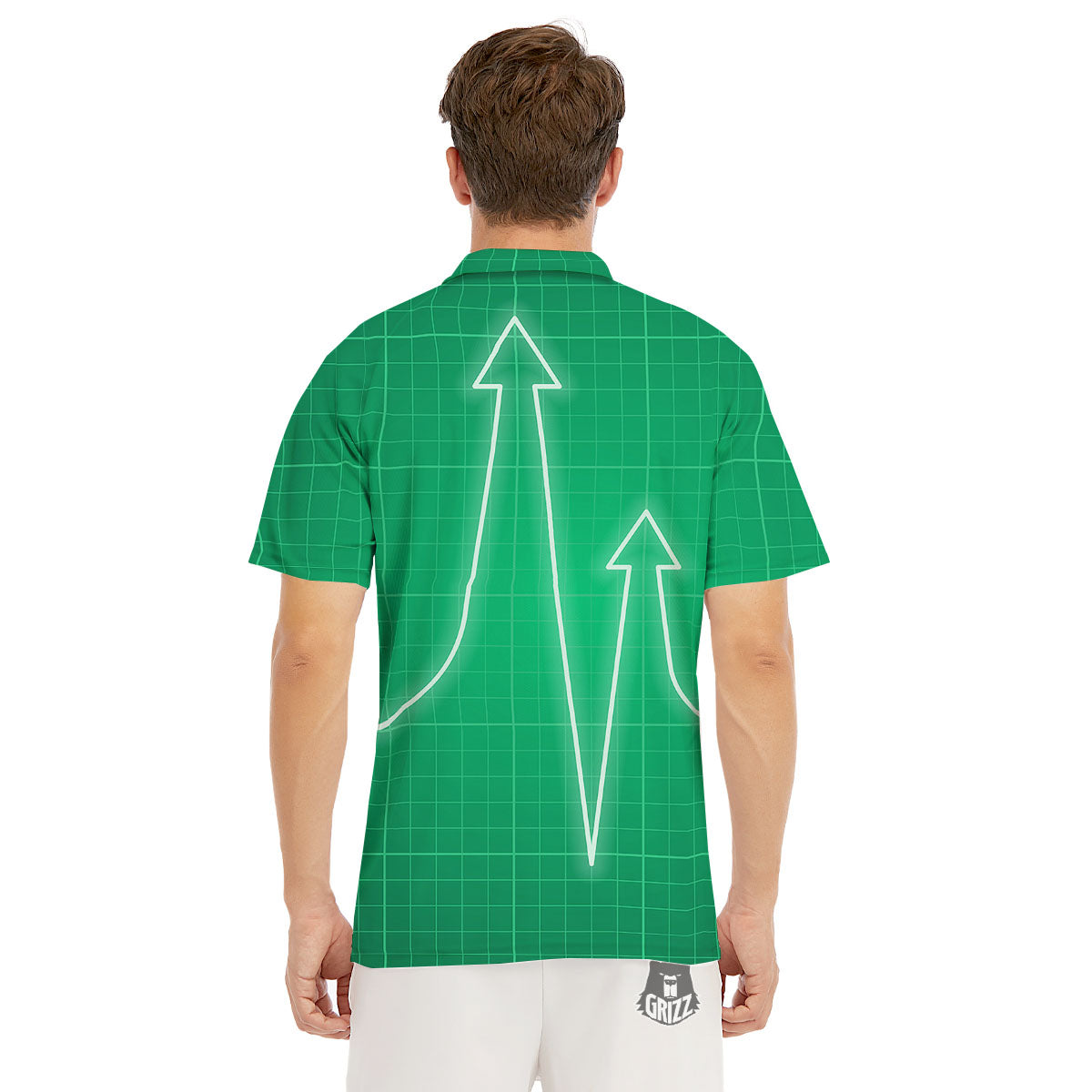 Heartbeat Green Print Men's Golf Shirts-grizzshop