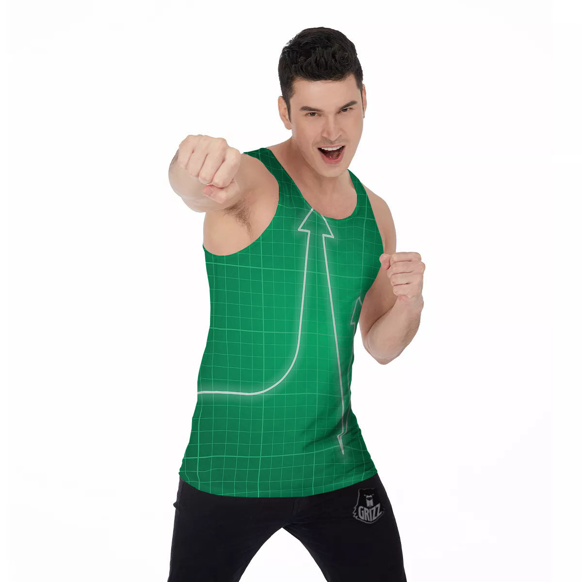 Heartbeat Green Print Men's Tank Top-grizzshop