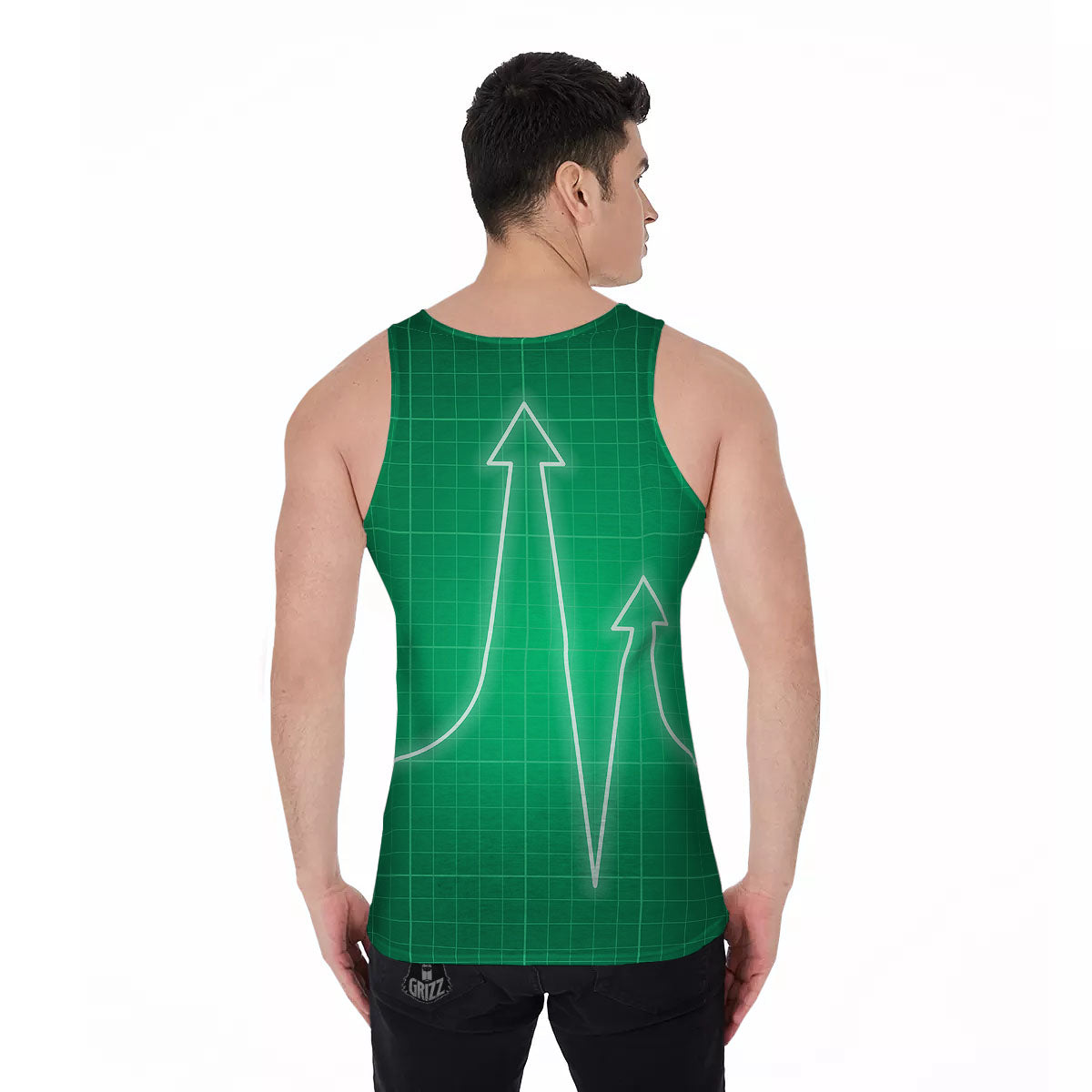 Heartbeat Green Print Men's Tank Top-grizzshop