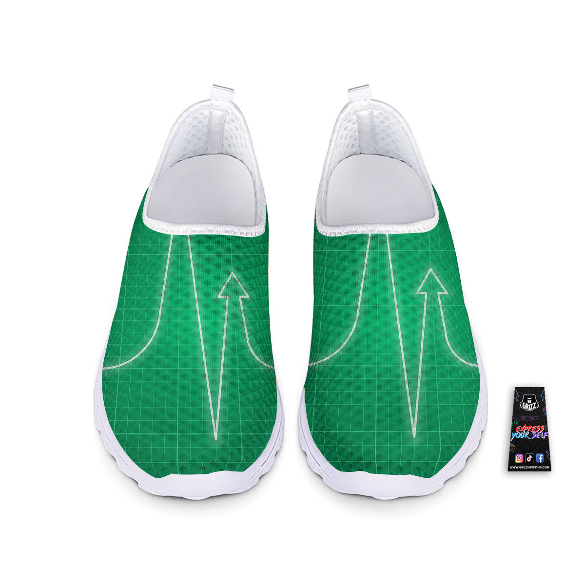 Heartbeat Green Print Nurse Shoes-grizzshop