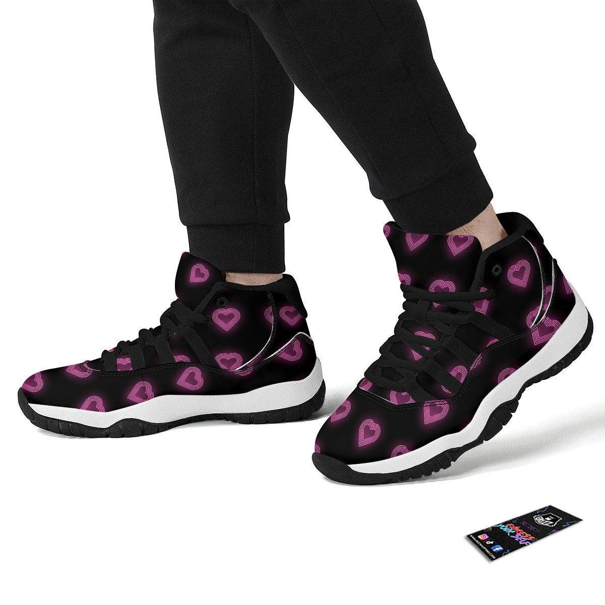 Heartbeat Green Print Pattern Black Bball Shoes-grizzshop