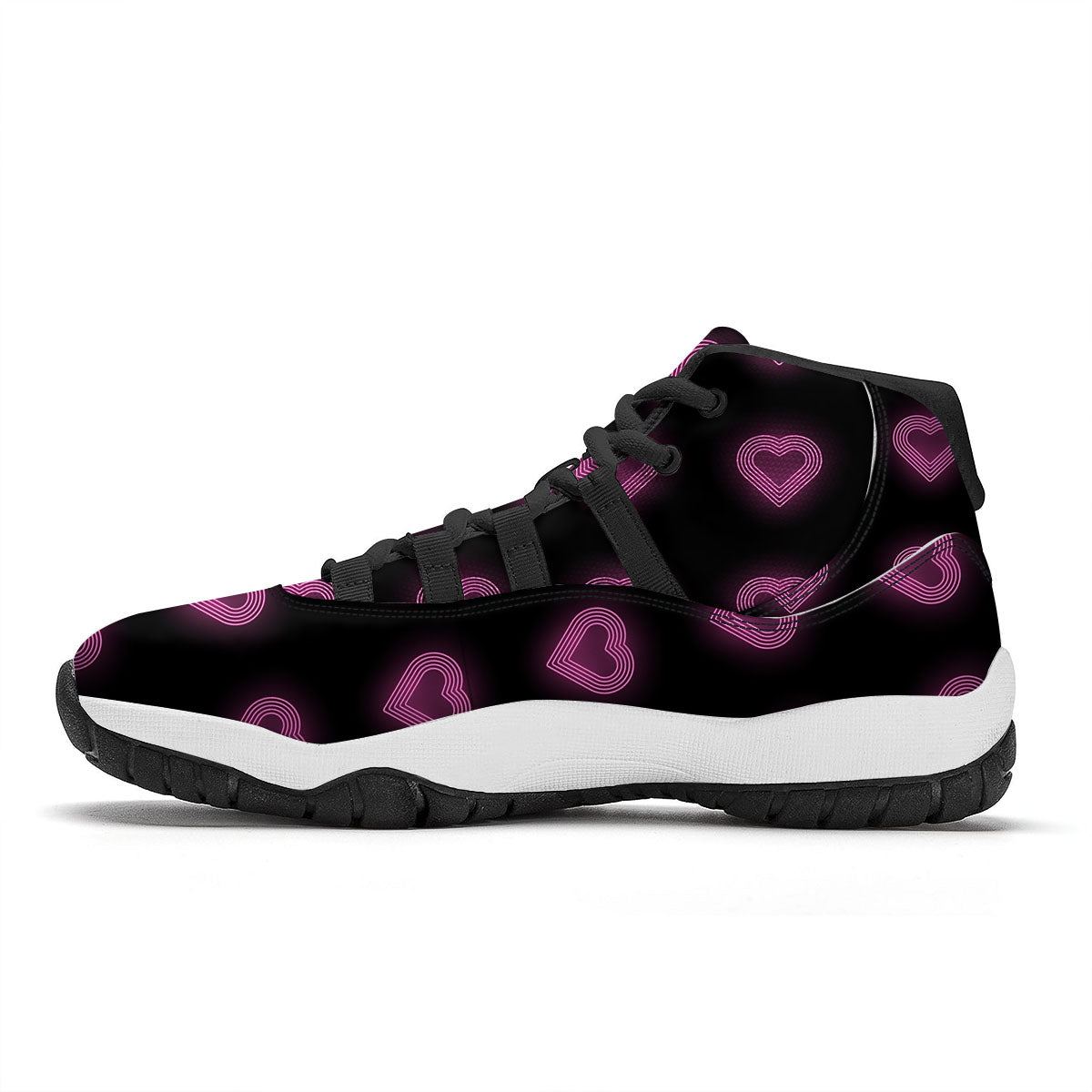 Heartbeat Green Print Pattern Black Bball Shoes-grizzshop