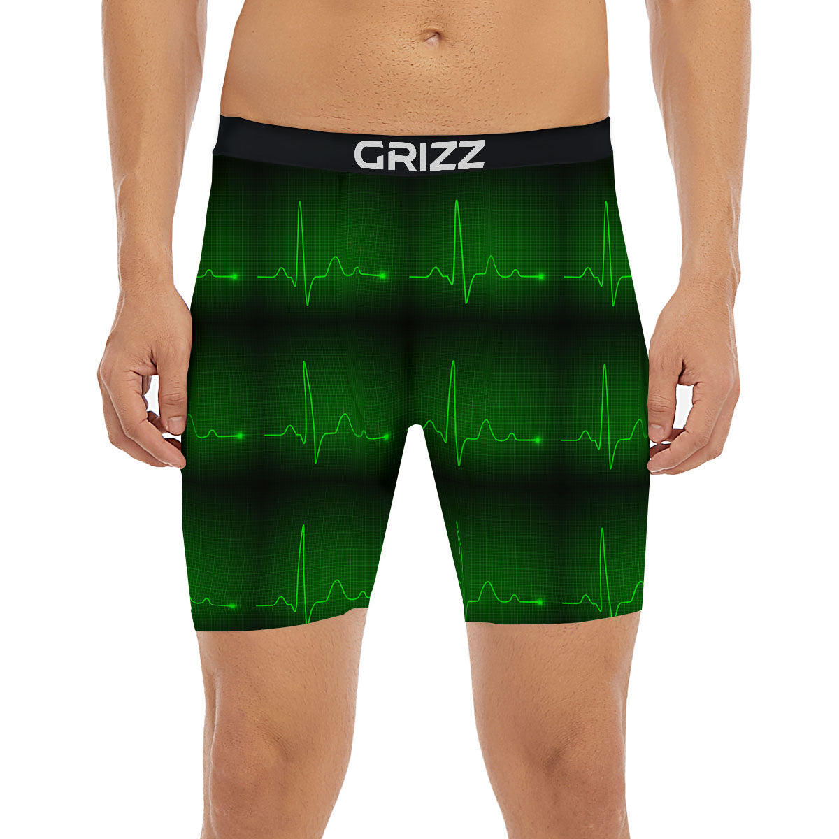 Heartbeat Green Print Pattern Boxer Briefs-grizzshop
