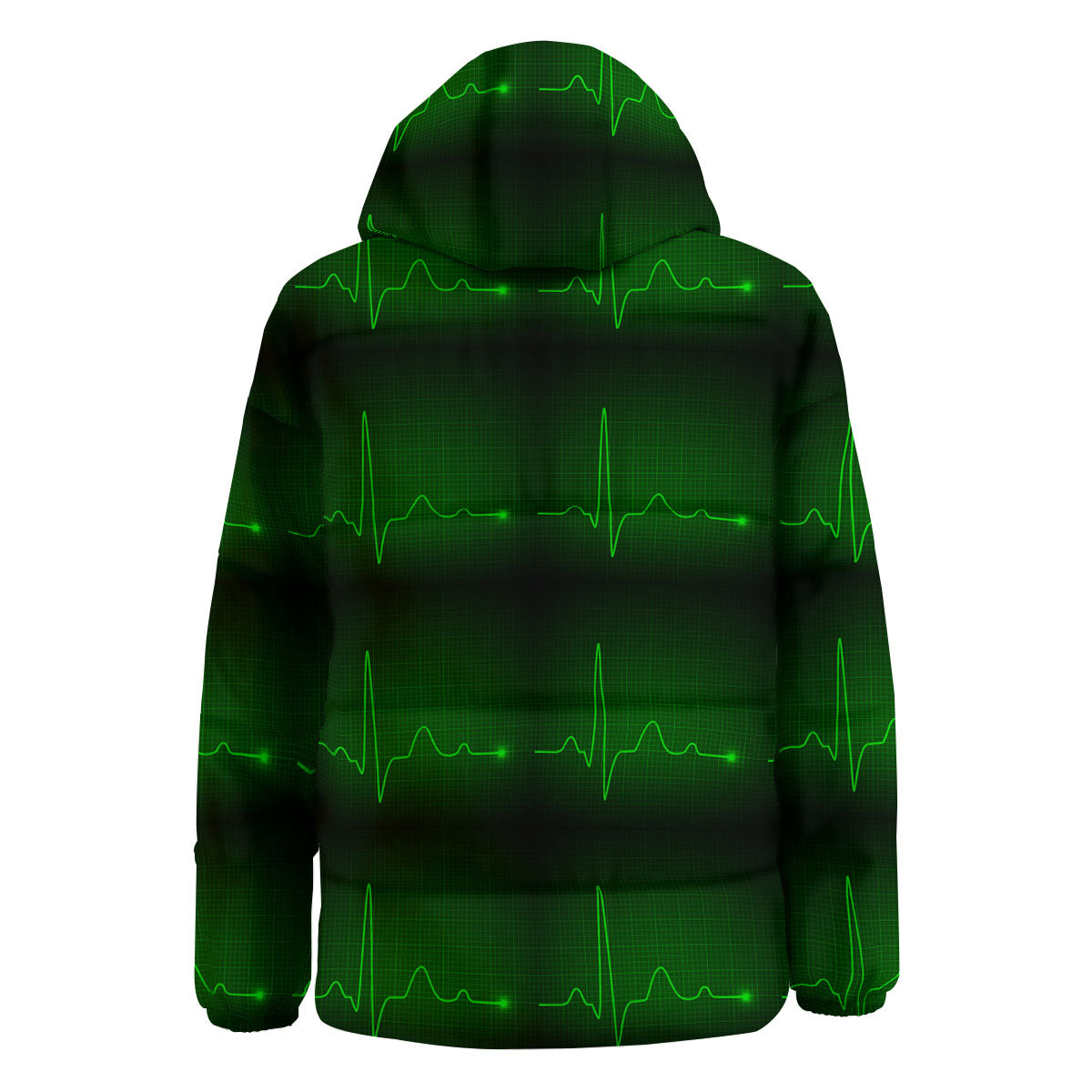 Heartbeat Green Print Pattern Down Jacket-grizzshop