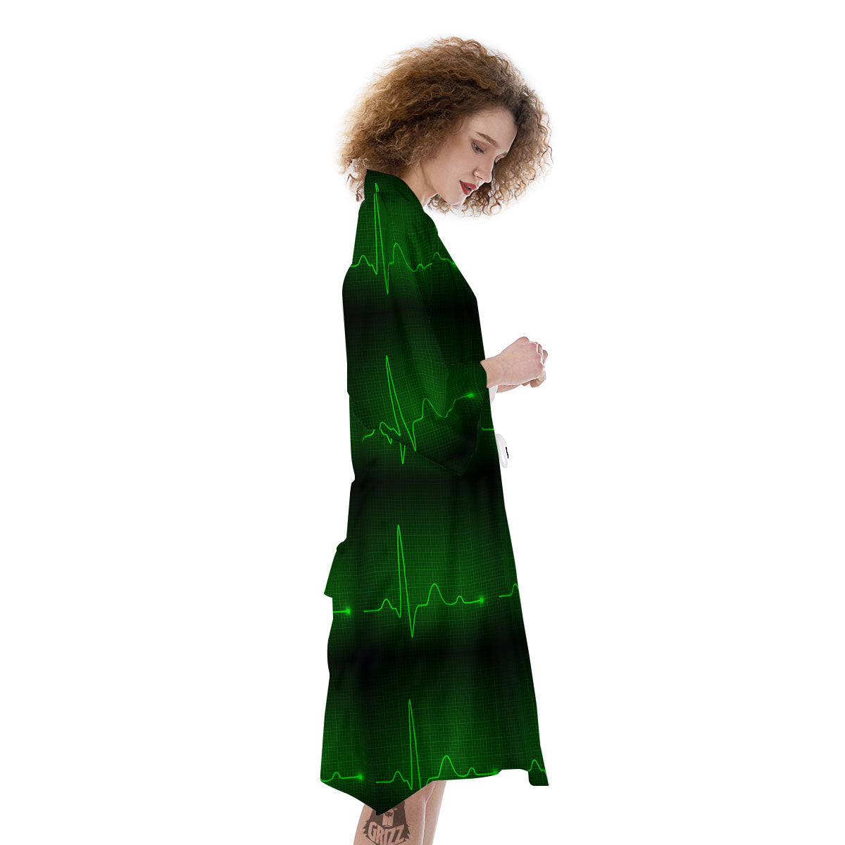 Heartbeat Green Print Pattern Kimono-grizzshop