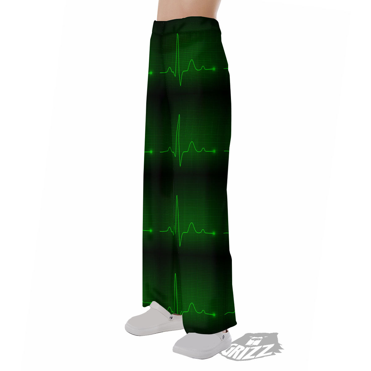 Heartbeat Green Print Pattern Pajama Pants-grizzshop