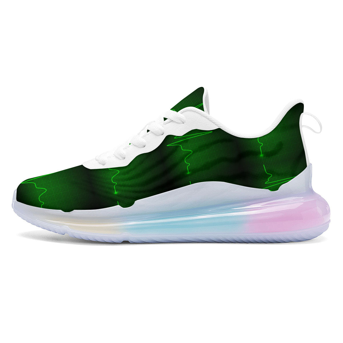 Heartbeat Green Print Pattern Running Sneakers-grizzshop