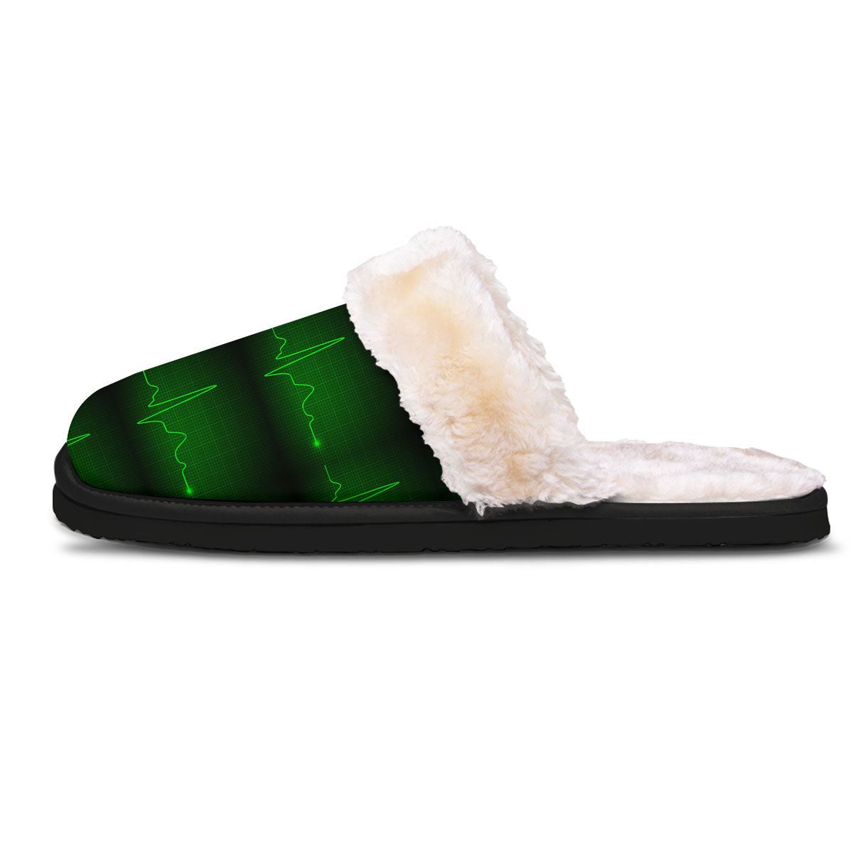 Heartbeat Green Print Pattern Slippers-grizzshop