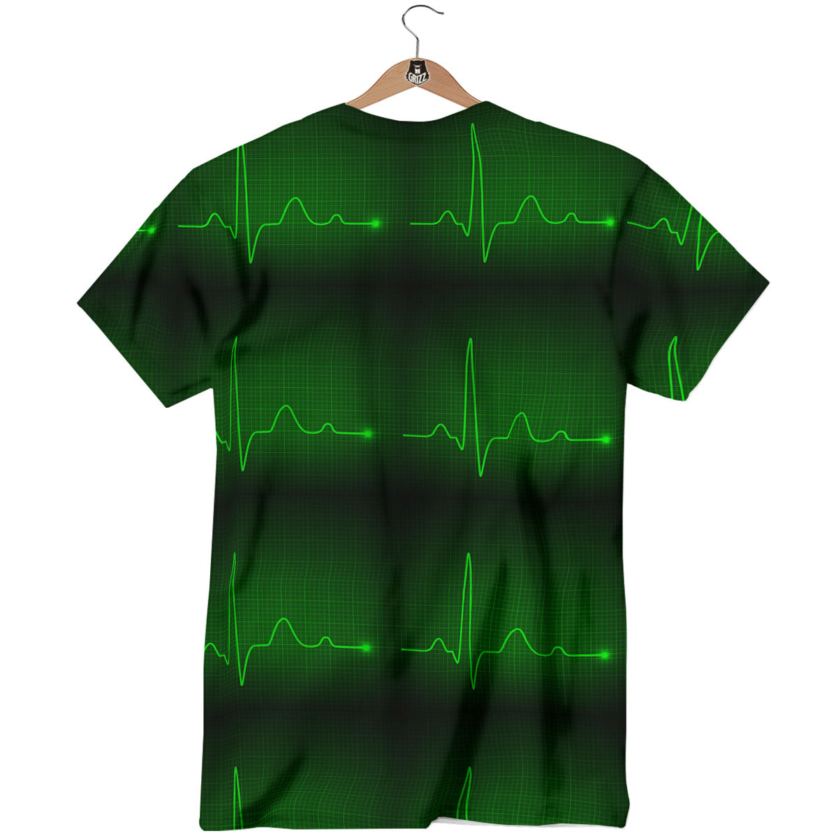Heartbeat Green Print Pattern T-Shirt-grizzshop