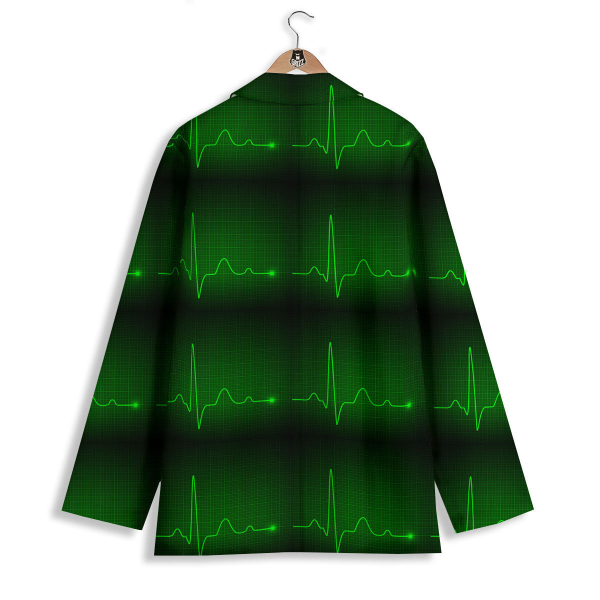 Heartbeat Green Print Pattern Women's Blazer-grizzshop
