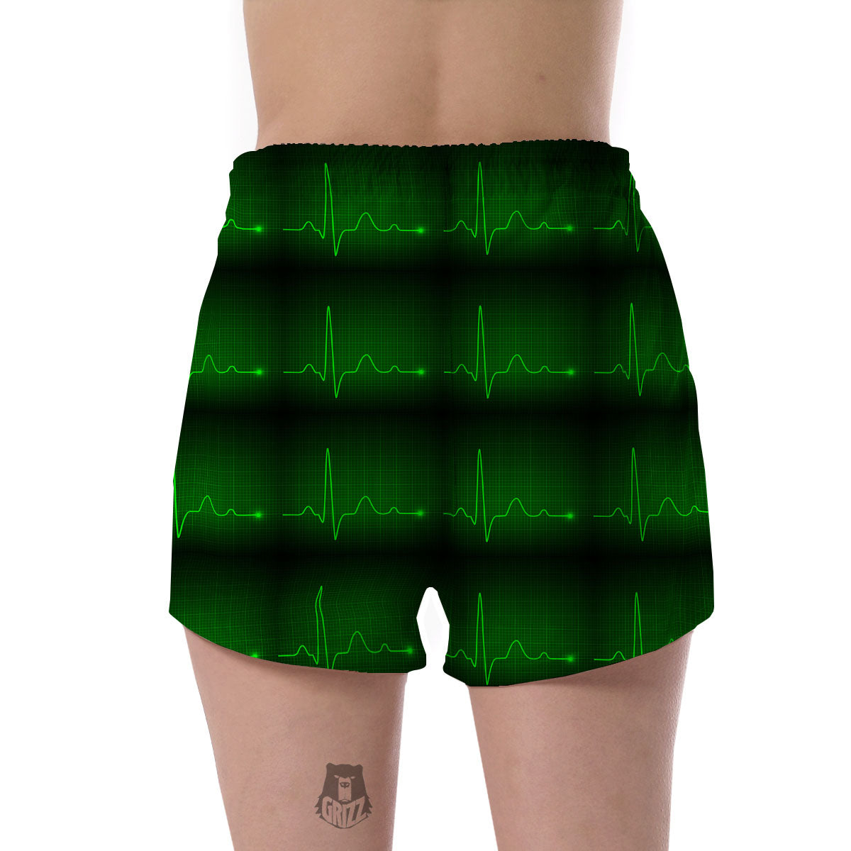 Heartbeat Green Print Pattern Women's Shorts-grizzshop