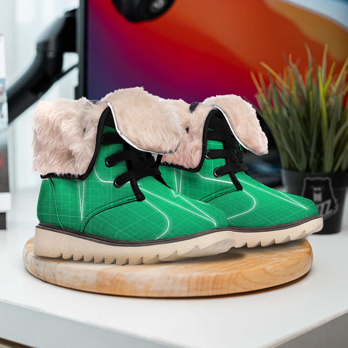 Heartbeat Green Print Snow Boots-grizzshop