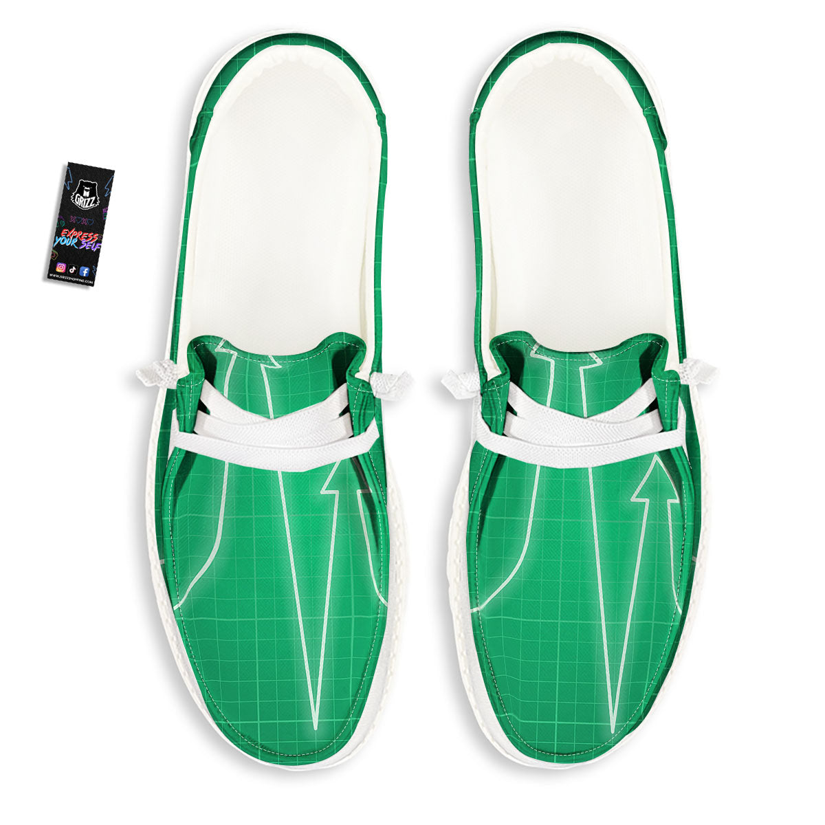 Heartbeat Green Print White Loafers-grizzshop