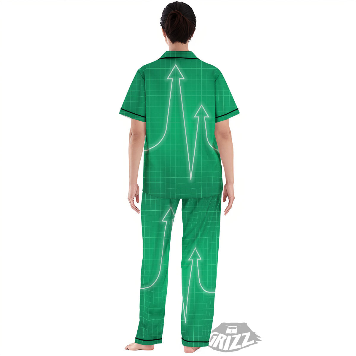 Heartbeat Green Print Women's Pajamas Set-grizzshop