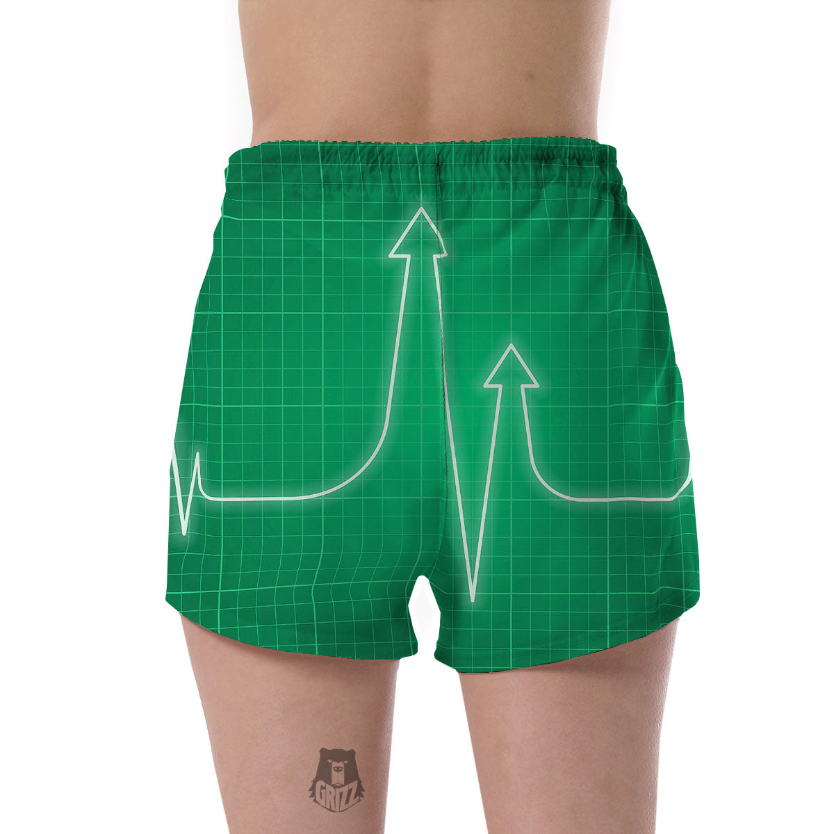 Heartbeat Green Print Women's Shorts-grizzshop