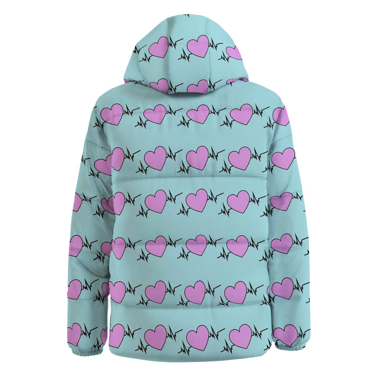 Heartbeat Pink Print Pattern Down Jacket-grizzshop