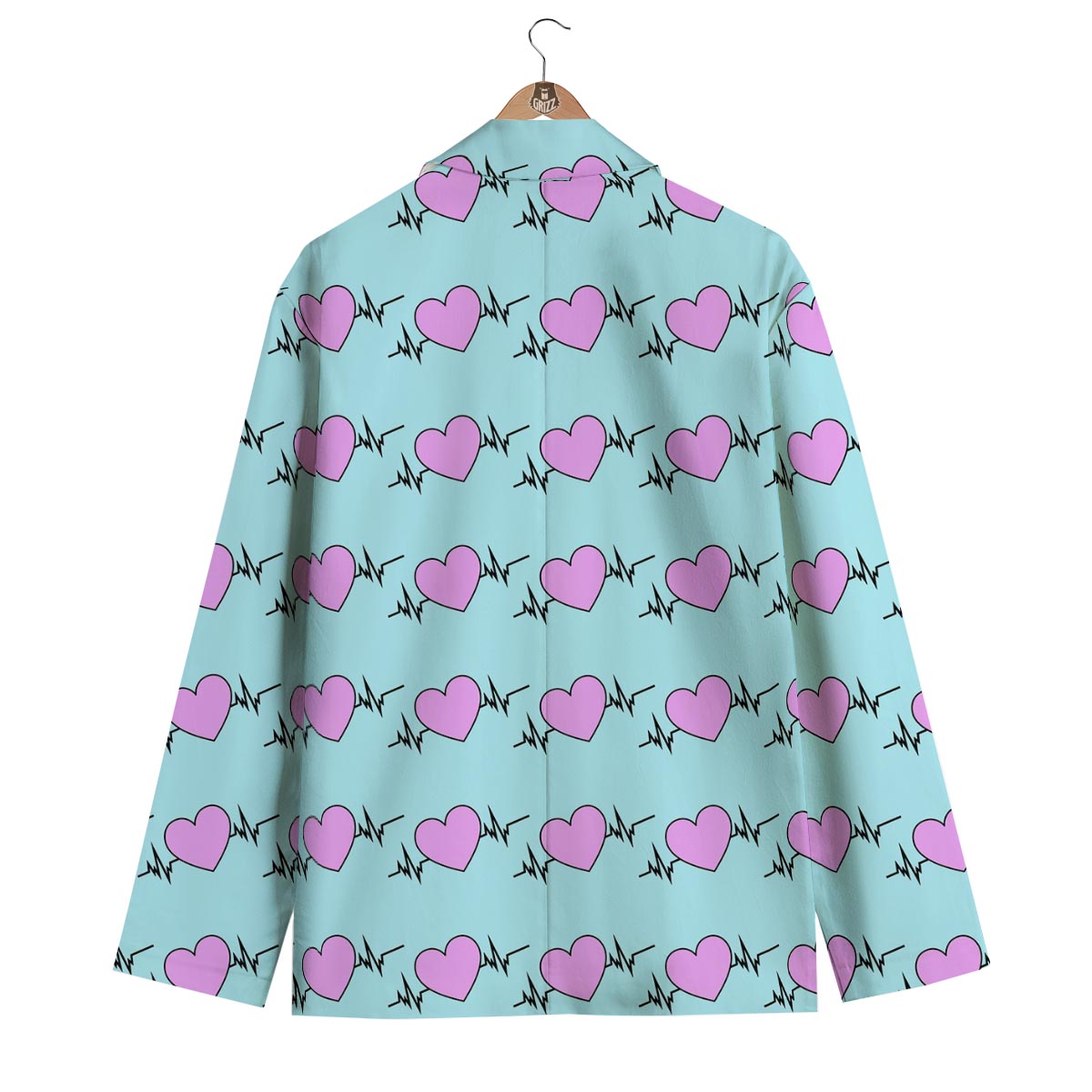 Heartbeat Pink Print Pattern Men's Blazer-grizzshop