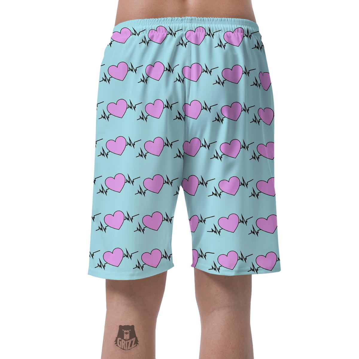 Heartbeat Pink Print Pattern Men's Shorts-grizzshop
