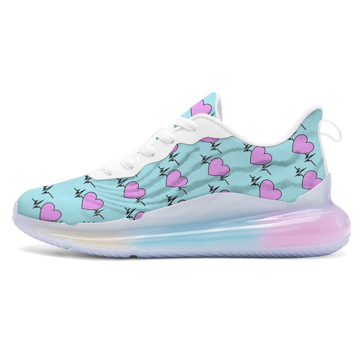 Heartbeat Pink Print Pattern Running Sneakers-grizzshop