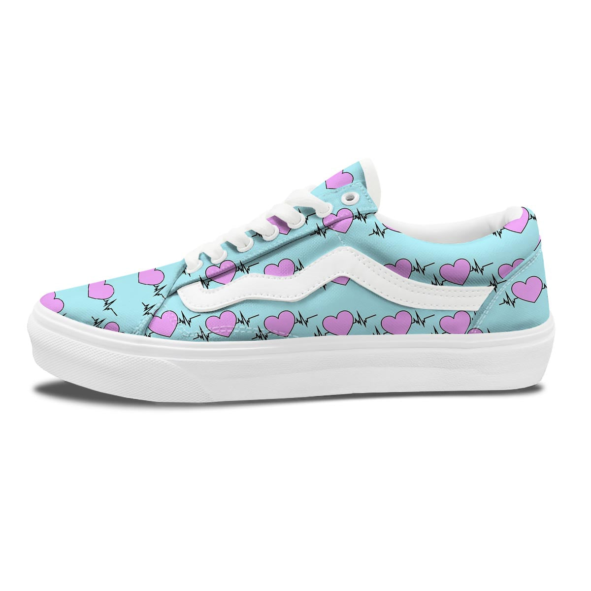 Heartbeat Pink Print Pattern Skate Shoes-grizzshop
