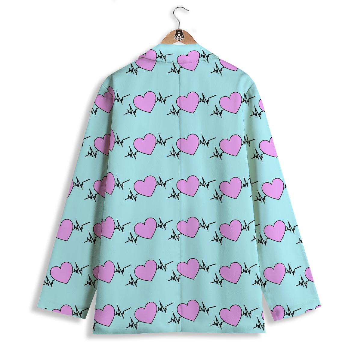Heartbeat Pink Print Pattern Women's Blazer-grizzshop