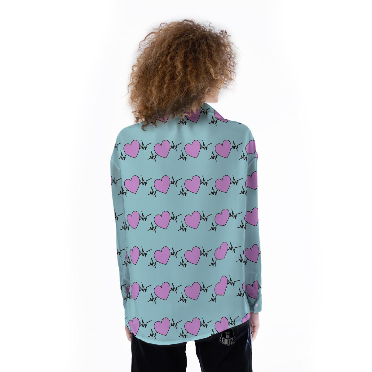 Heartbeat Pink Print Pattern Women's Long Sleeve Shirts-grizzshop
