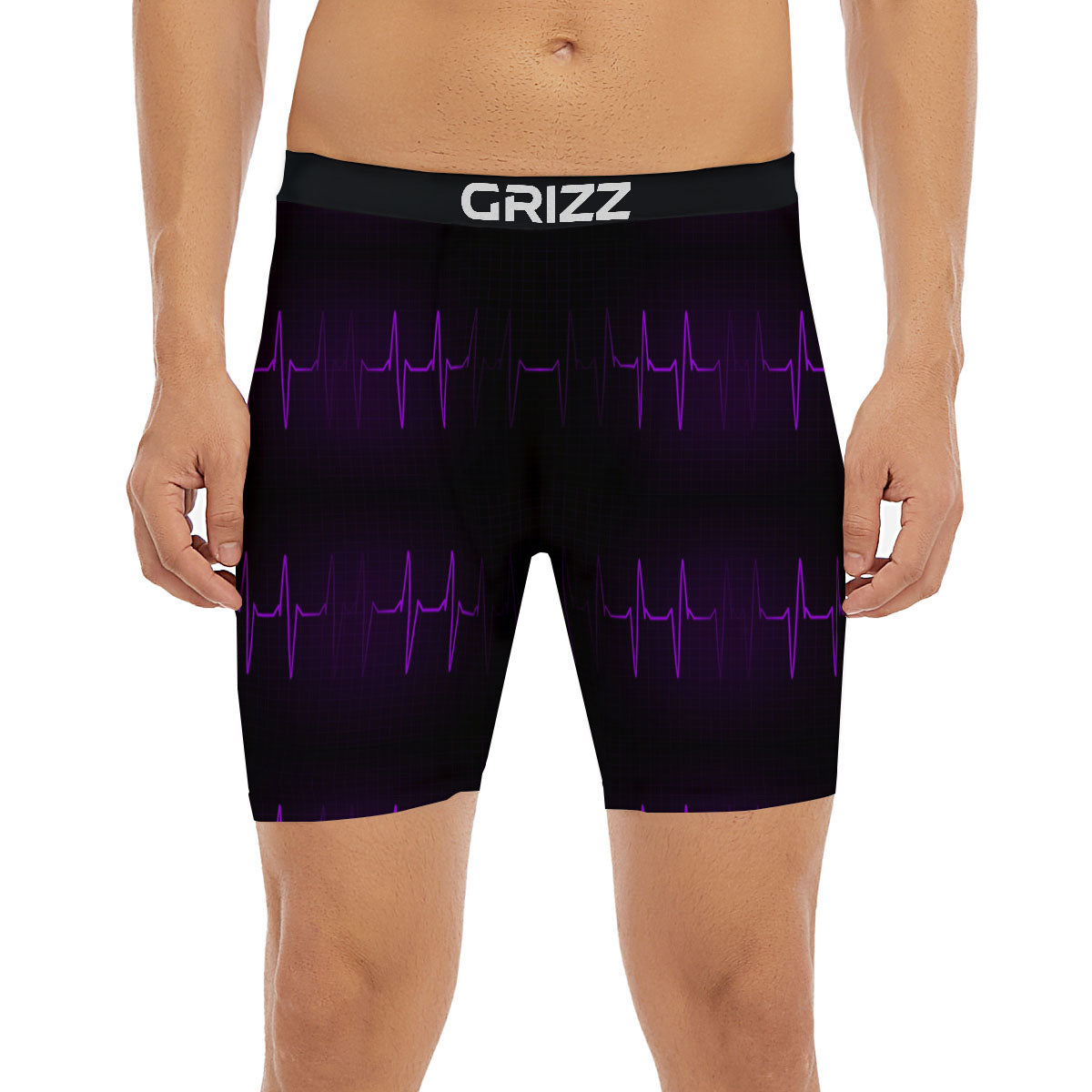 Heartbeat Purple Print Pattern Boxer Briefs-grizzshop