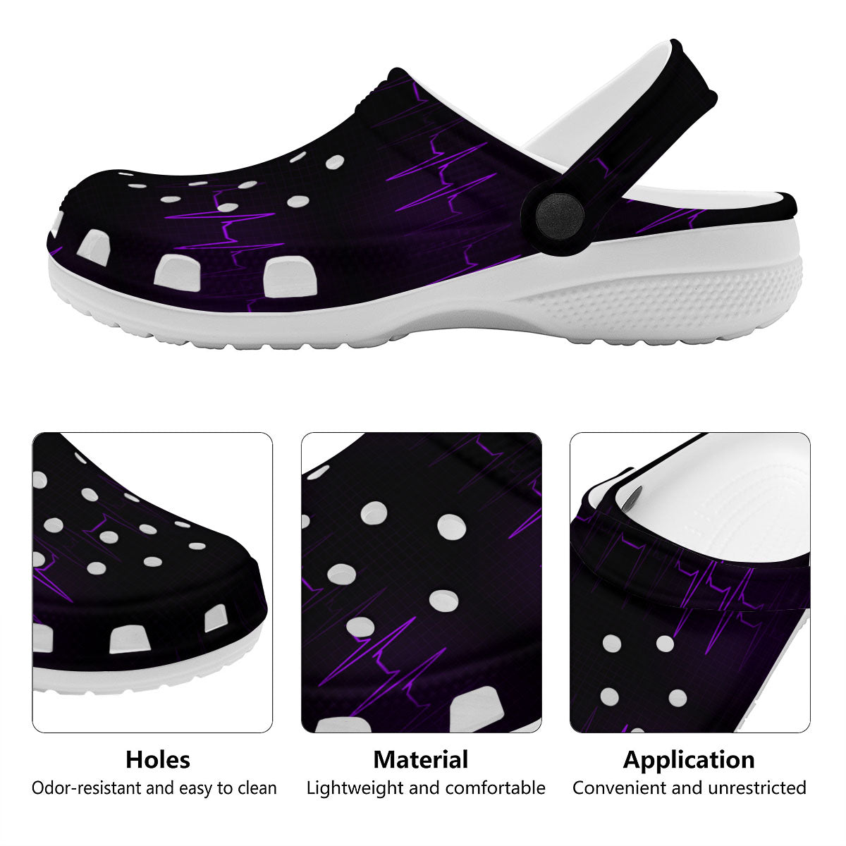 Heartbeat Purple Print Pattern Clog-grizzshop