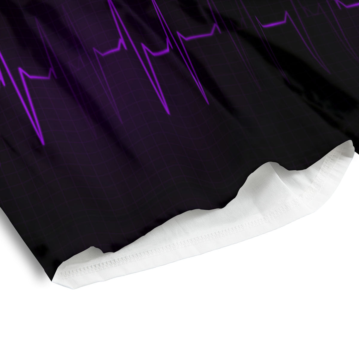Heartbeat Purple Print Pattern Men's Athletic Shorts