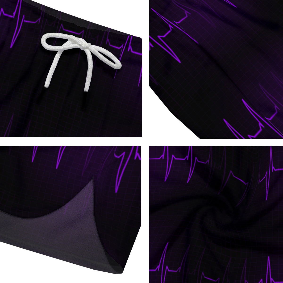 Heartbeat Purple Print Pattern Men's Running Shorts-grizzshop