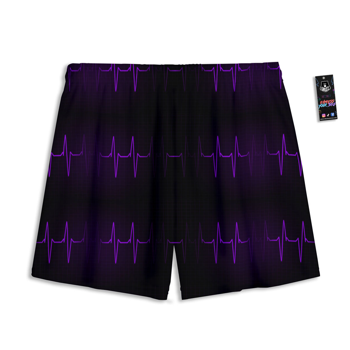 Heartbeat Purple Print Pattern Mesh Shorts