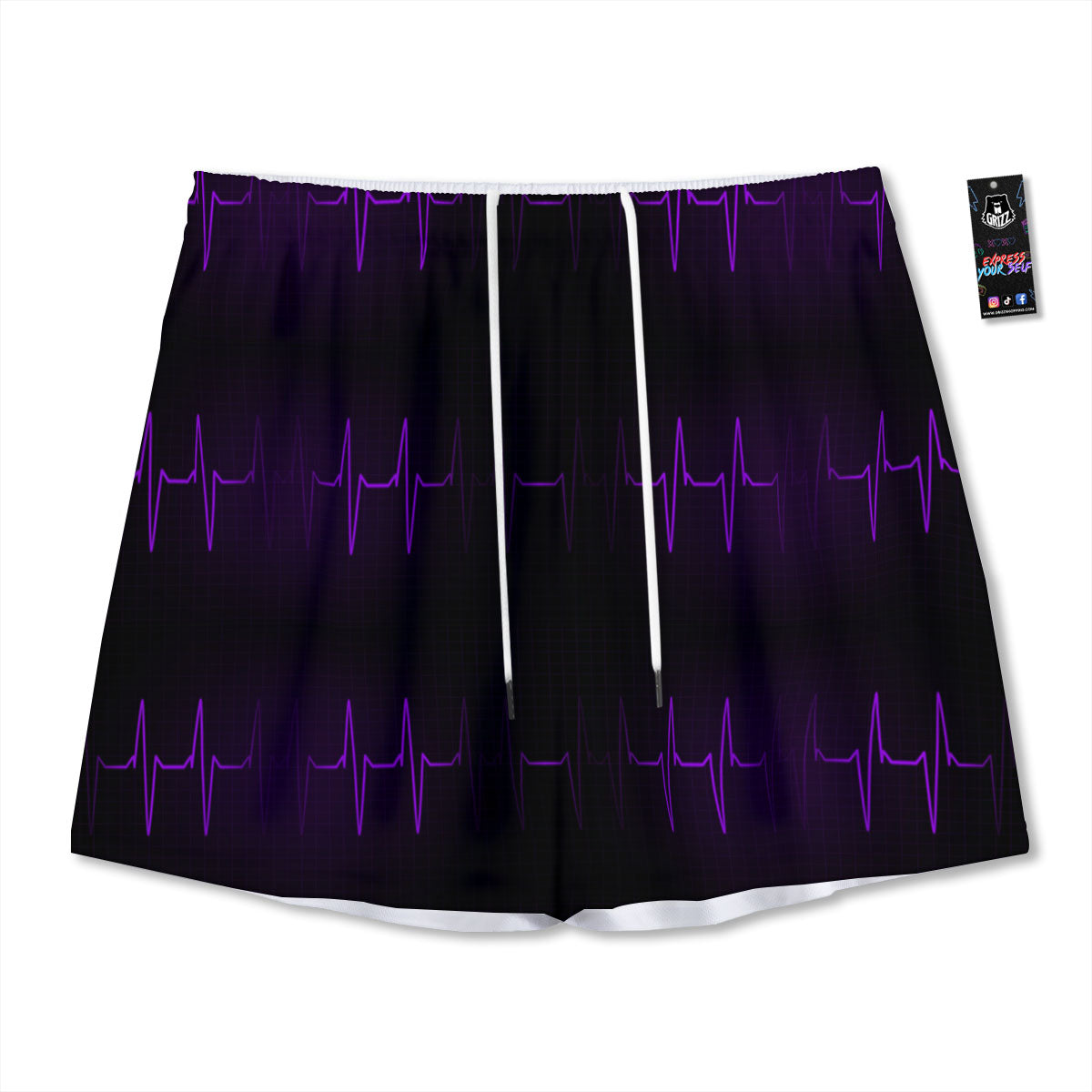 Heartbeat Purple Print Pattern Mesh Shorts