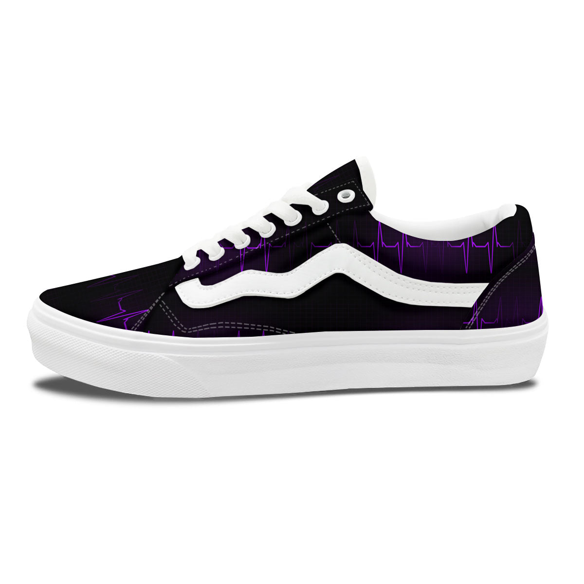 Heartbeat Purple Print Pattern Skate Shoes-grizzshop