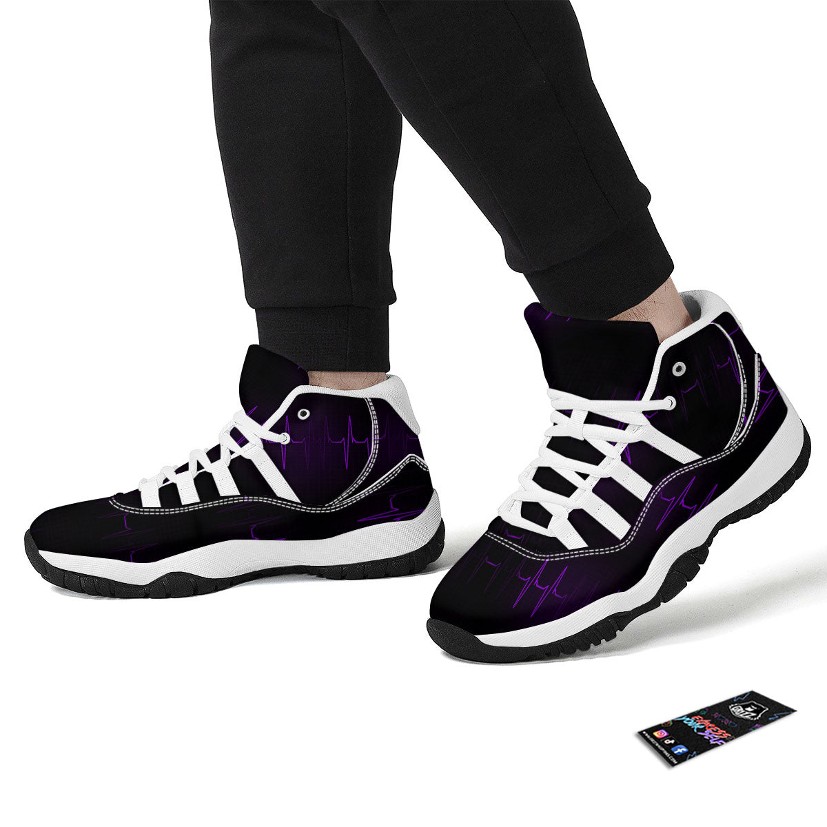 Heartbeat Purple Print Pattern White Bball Shoes-grizzshop