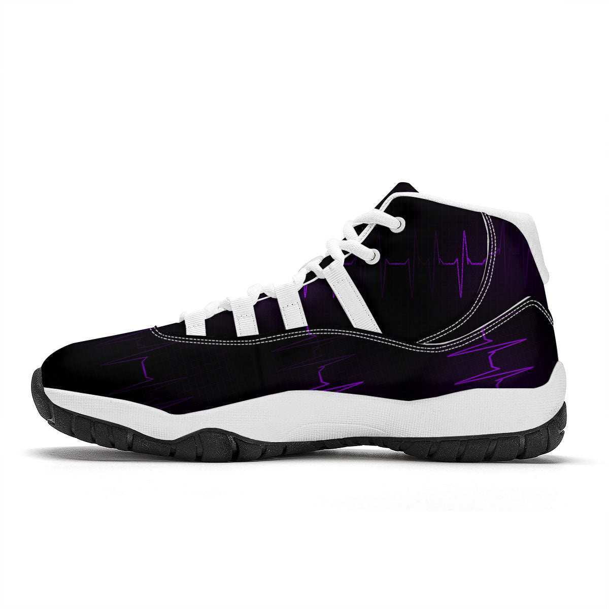 Heartbeat Purple Print Pattern White Bball Shoes-grizzshop