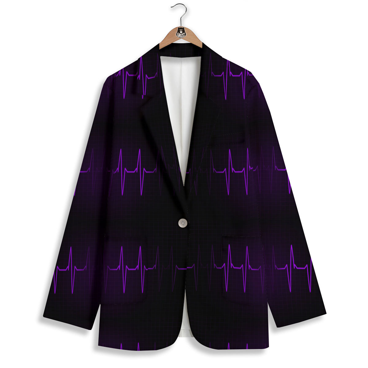 Heartbeat Purple Print Pattern Women's Blazer-grizzshop