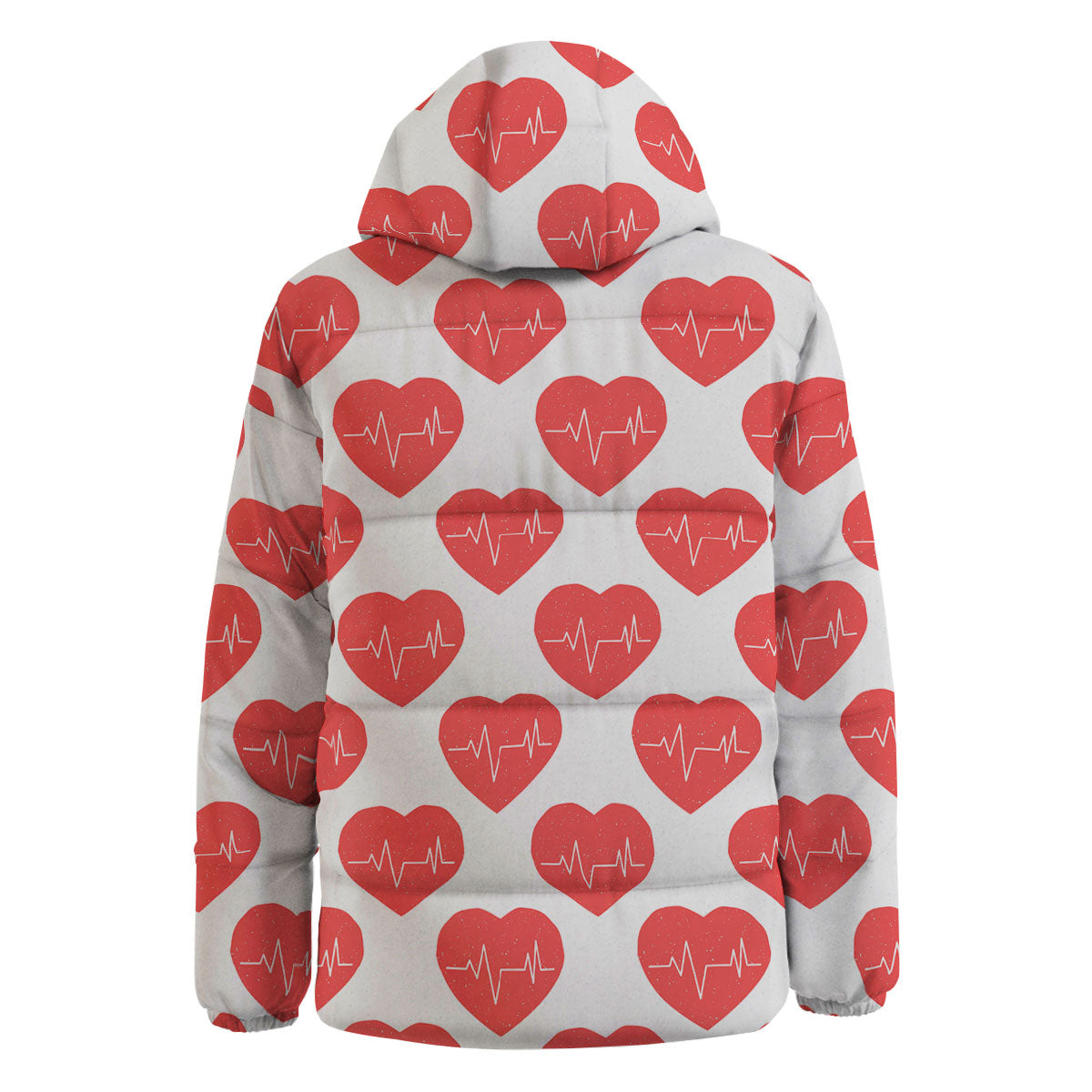 Heartbeat Red Print Pattern Down Jacket-grizzshop