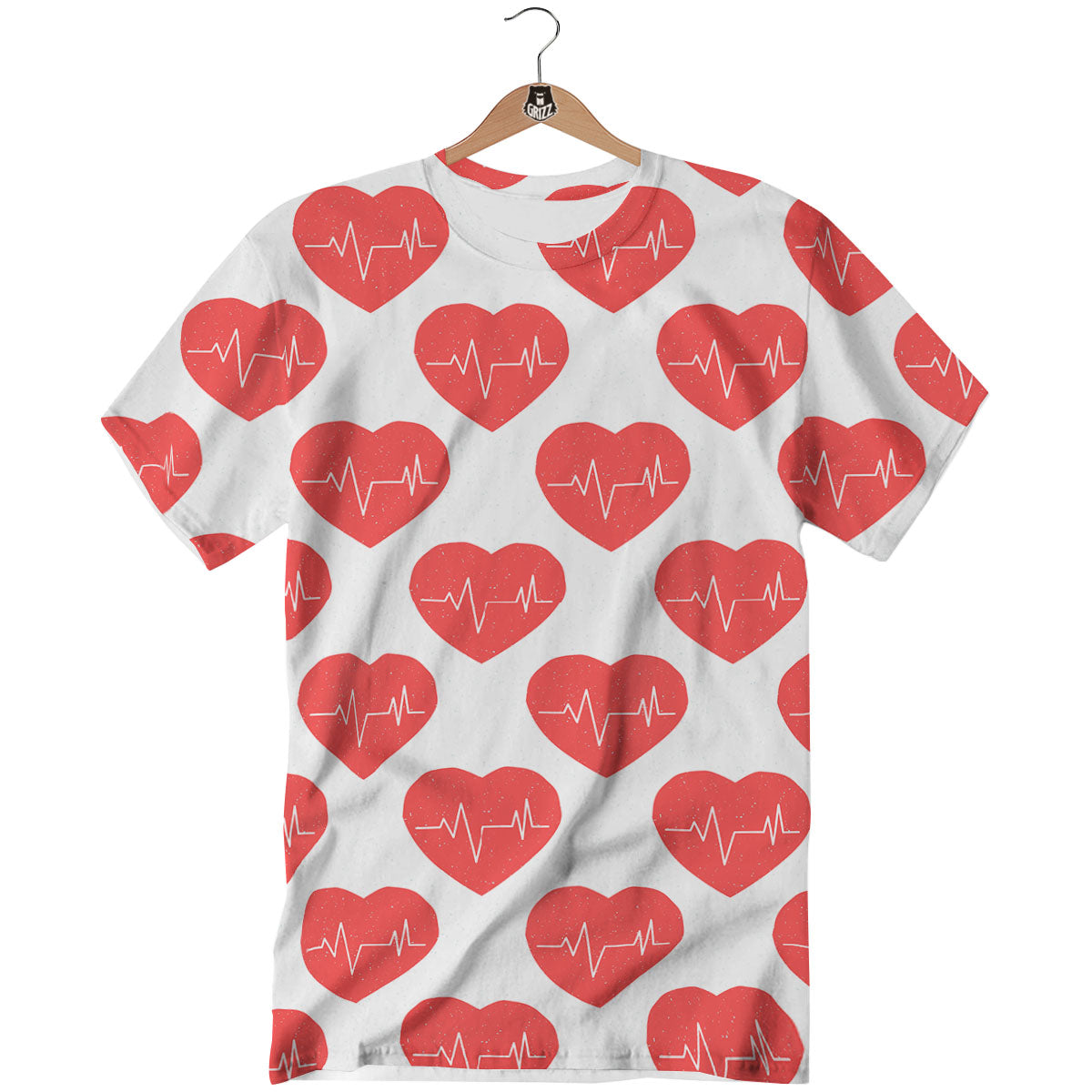 Heartbeat Red Print Pattern T-Shirt-grizzshop