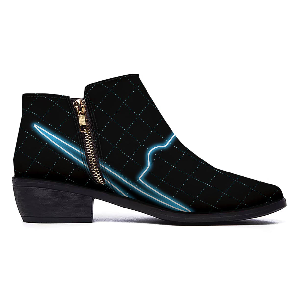 Heartbeat Teal Print Ankle Boots-grizzshop