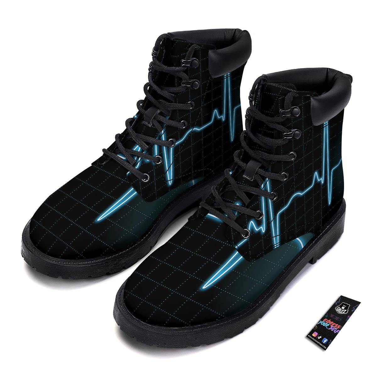Heartbeat Teal Print Boots-grizzshop