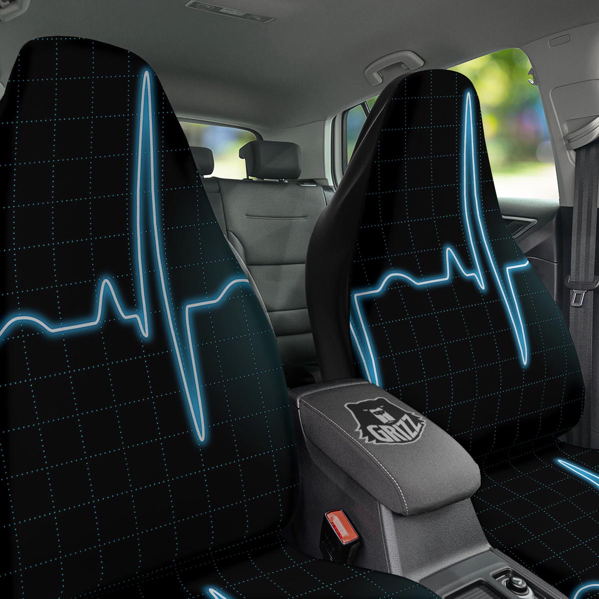 Heartbeat Teal Print Car Seat Covers-grizzshop
