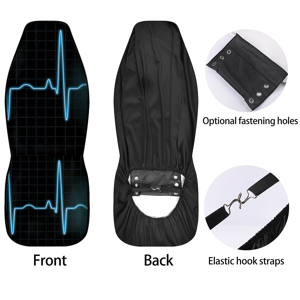Heartbeat Teal Print Car Seat Covers-grizzshop