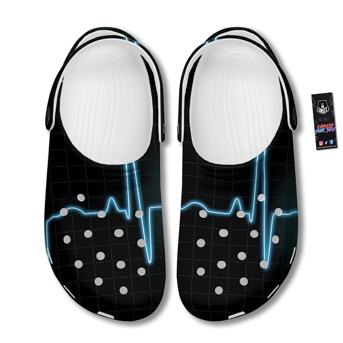 Heartbeat Teal Print Clog-grizzshop