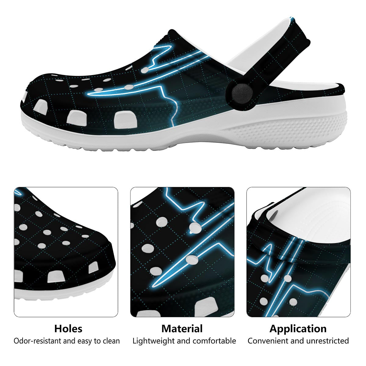Heartbeat Teal Print Clog-grizzshop