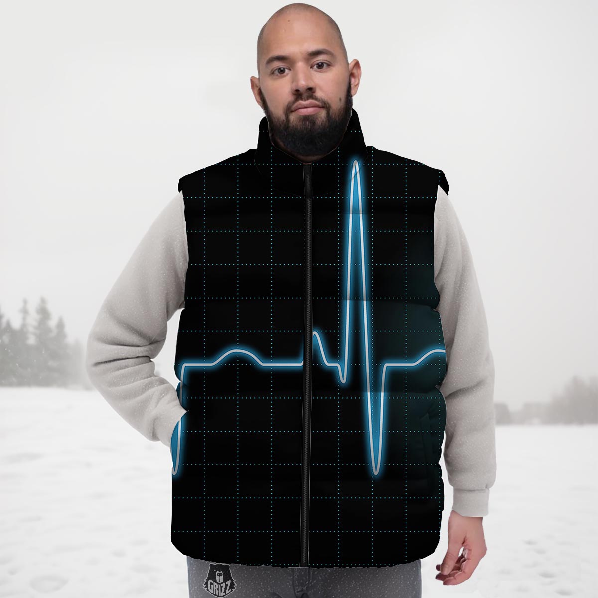 Heartbeat Teal Print Down Vest