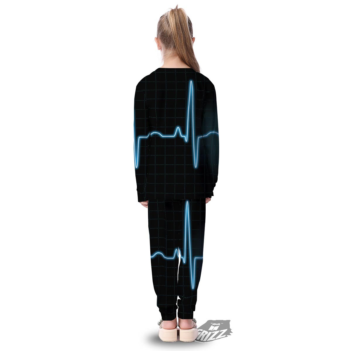 Heartbeat Teal Print Kid's Pajamas-grizzshop