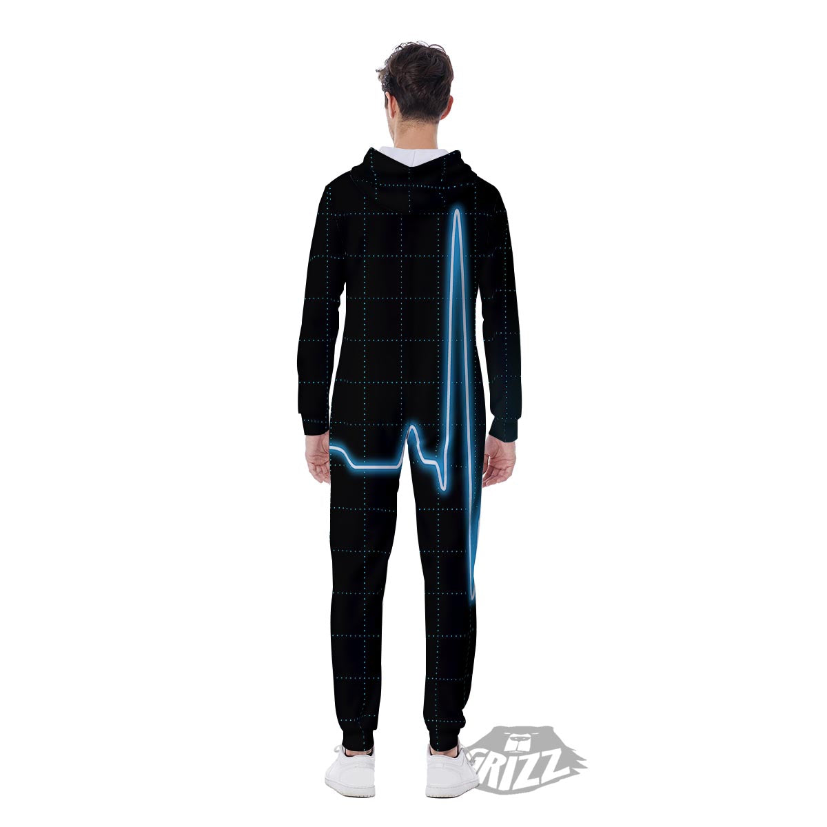 Heartbeat Teal Print Men's Jumpsuit-grizzshop
