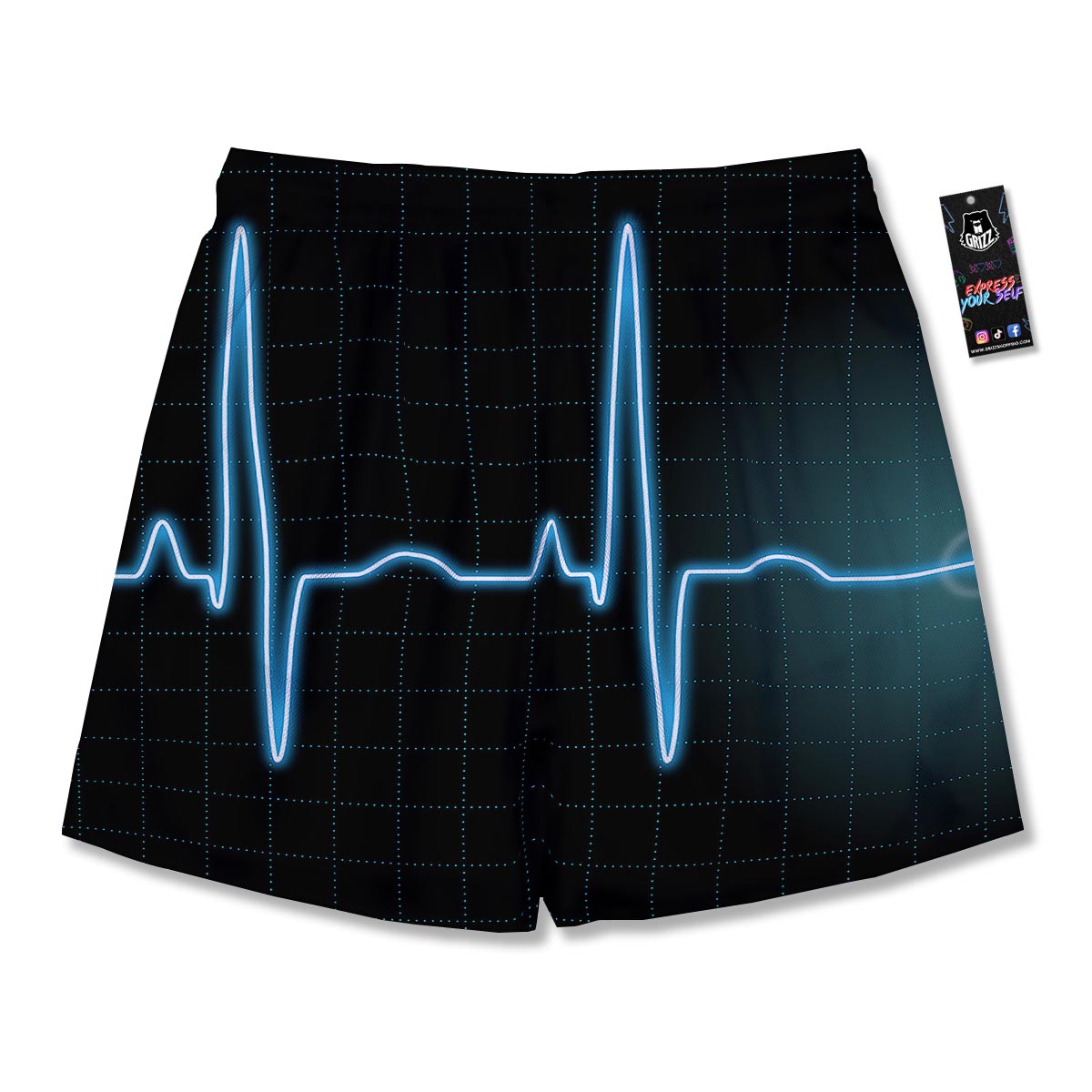 Heartbeat Teal Print Men's Running Shorts-grizzshop