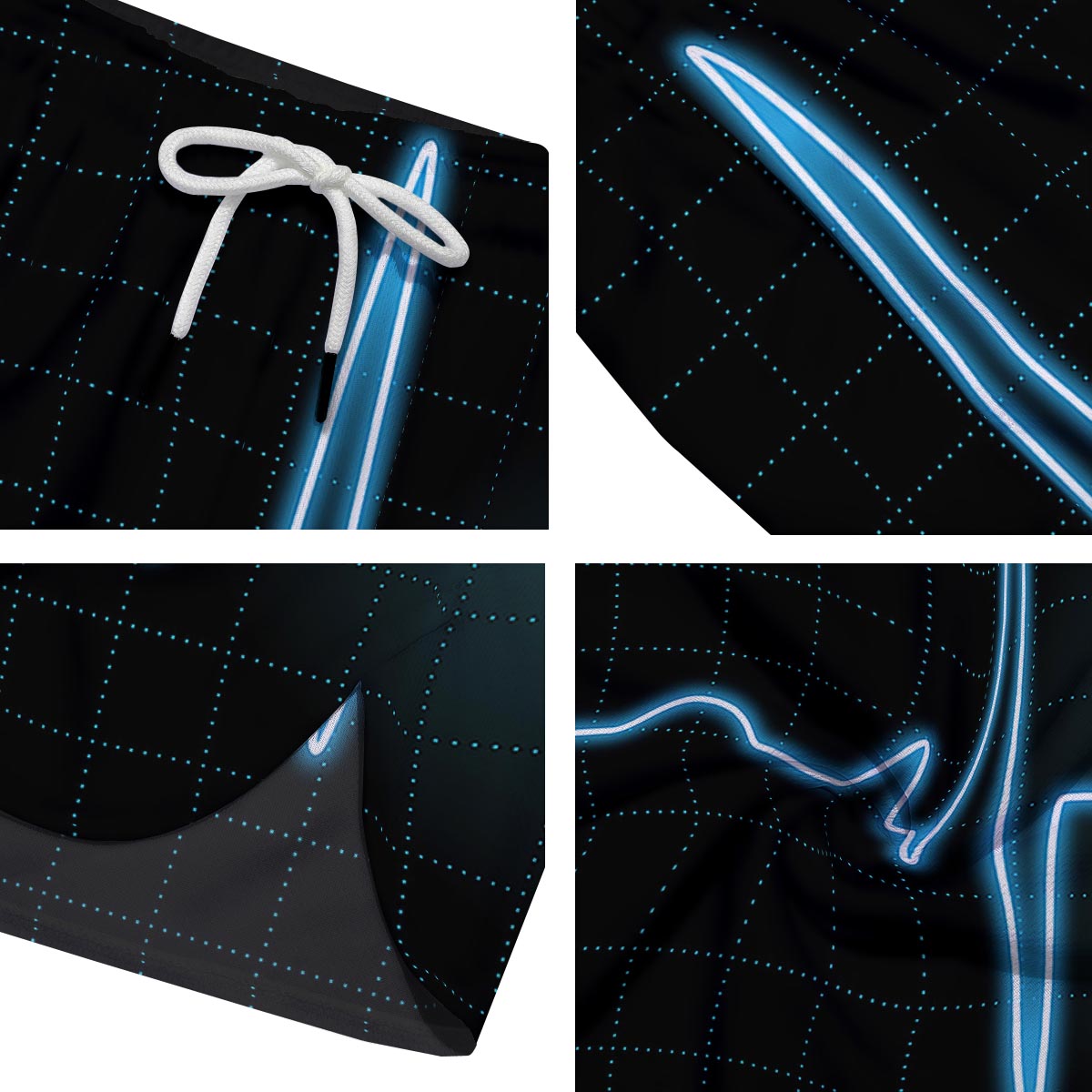 Heartbeat Teal Print Men's Running Shorts-grizzshop