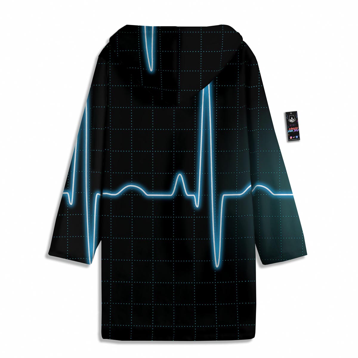 Heartbeat Teal Print Men's Windbreaker Jacket-grizzshop